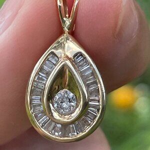 14K Diamond Pear Pendant